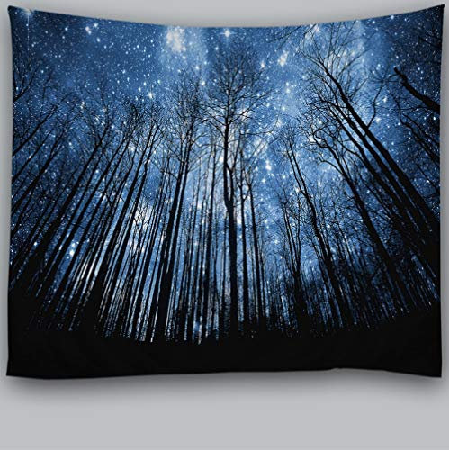 Awesocrafts Wandteppich, Motiv: Wald, Sterne, 3D-Bäume und Himmel, Wandteppiche für Schlafzimmer, College, Wohnheim, Wohnzimmer, Wanddekoration Kunst (Wald, 149,9 x 200,7 cm)