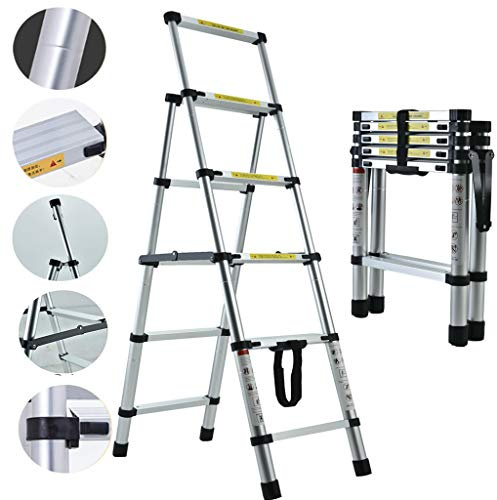 Foldable Extension Ladder Telescopic Ladders A-Frame/Straight Ladder 150kg Capacity ,Aluminium PortableTelescoping Ladder Extendable Builder Supply DIY Project Compact