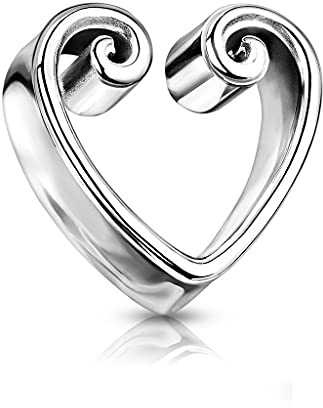 beyoutifulthings Ohr-Tunnel Vintage-Herz Gold Ohr-piercing Chirurgenstahl Ohr-Schmuck Plug 8-25-mm Sattel-Verschluss