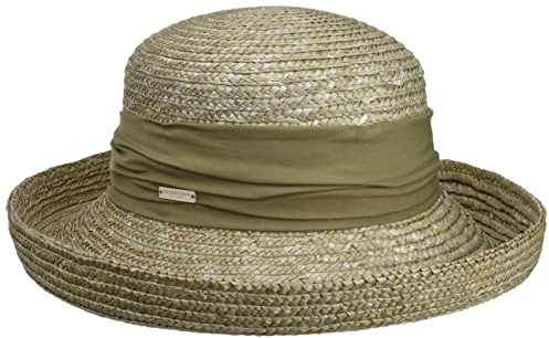 Seeberger Dilara Strohhut Damenhut mit Umschlag Sonnenhut, Helloliv, One Size
