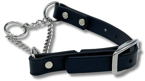 JIM HODGES DOG TRAINING Martingale Collar for Dogs, Biothane, Stainless Steel Hardware, No Pull, Made in The USA, Professional Grade. Large, Black