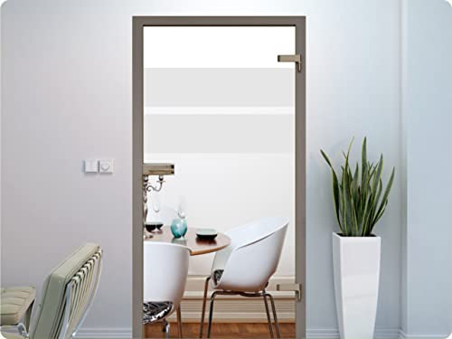 Glastür Aufkleber Fensterfolie 2 Streifen Tattoo Folie Glasdekor Durchlaufschutz Wohnzimmer, Küche oder für alle Glasflächen Sichtschutzfolie für Türen rs-interhandel® Motiv GDT022T (60cm Breite)