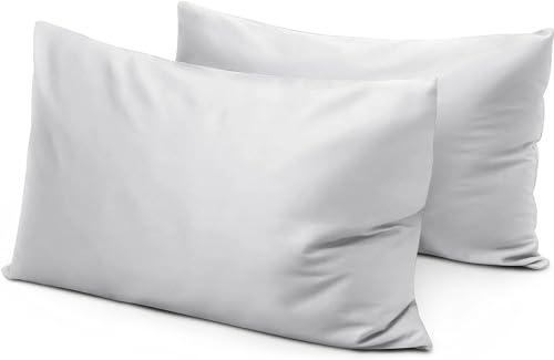 Lot de 2 taies d'oreiller de voyage de 30,5 x 40,6 cm, pour tout-petit, 600 fils au pouce carré, fermeture à enveloppe, taille S, gris argenté