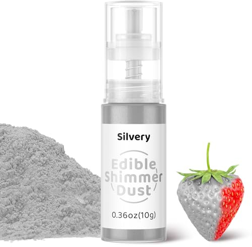 Wwtop Essbarer Glitzer 10g, Glitzerpulver für Getränke, Glitzerspray Essbarer Glitzerstaub, Glitzerpuder Geschmacklos, Lebensmittelfarbe Pulver für Kuchen, Cocktails, Fondant, Drinks Decor (Silber)