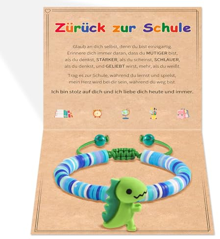 SUNSH Geschenke Zur Einschulung, Dinosaurier Armband Geschenk für Junge zum Schulanfang, Geschenke für Schulanfänger Jungs Sohn Enkel Neffen Bruder