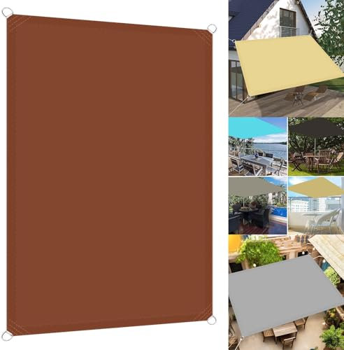 Tenda a Vela Ombreggiante Quadrata 5 x 5 m Rettangolo Rete Telo Ombra Copertura Parasole Protezione Raggi UV Antivento per Esterno Giardino Terrazza Colore, Rosso Ruggine