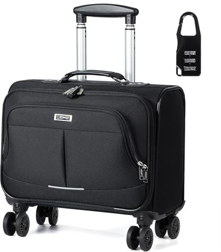 Lekespring Business Trolley mit TSA Vorhängeschloss - Rolling Laptop Case mit Rollen und bis zu 15.6 Zoll Laptopfach, wasserdichte Aktenkoffer Rollkoffer für Reisen Business Herren Damen, M, Schwarz