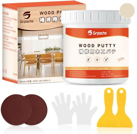 Holzkitt Reparaturset 510g, Holzspachtelmasse Wasserbasierter Holz Reparatur Kit für Türverkleidung Restore Tischschrank Böden Holzloch, schnelltrocknend rissbeständig (Fichte)