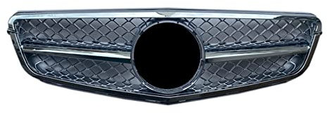 Auto Kühlergrill W204 Für AMG Für GT Grill Schwarz Silber Front Stoßstange Kühler Diamanten Grille Für Benz C Klasse C200 2007 2008 2009 2010 2011 2012 2013 2014 Auto Frontgrill(Schwarz)