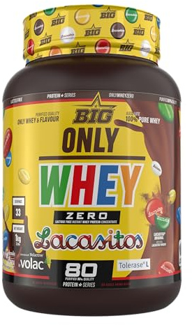 BIG - Proteinas Whey - Proteina en Polvo para Desarrollo de Masa Muscular y Recuperación - Materia Prima Premium - Whey Protein Sin Lactosa, Sin Azúcar, Sin Grumos (1Kg, Lacasitos)