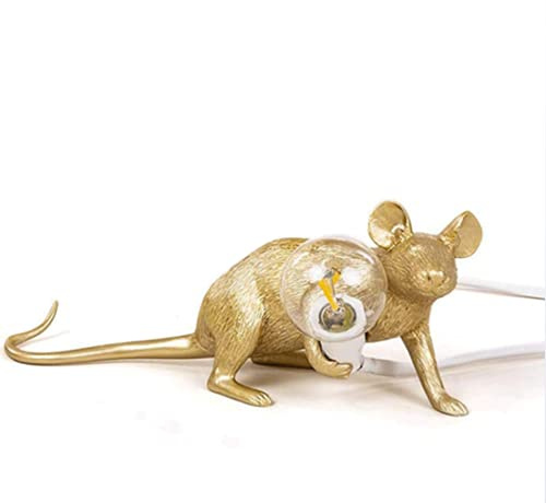 SSNCcNC Kreativ Ratte Tischlampe Moderne Dekoration Nachtlicht Harz Tischleuchte Persönlichkeit Kunst Schreibtischlampe Wohnzimmer Esszimmer Studie Tischbeleuchtung Schlafzimmer E27*1,C