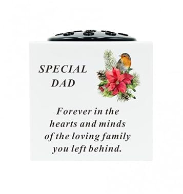 Dad White Plastic Robin Memorial Rose Bowl Flower Vase Grave Plaque Tribute Ornament