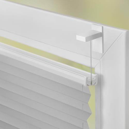 Lichtblick Plissee Klebfix, ohne Bohren, verspannt, Blickdicht, Hitzeschutz - Grau 35 cm x 100 cm (B x L)