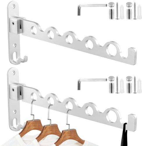 CHUIFAI 2 Ganchos Plegables de Pared para Colgar Ropa - Aleación de Aluminio - 90° Giratorio - Para Lavandería, Baño, Dormitorio, Balcón, Cocina