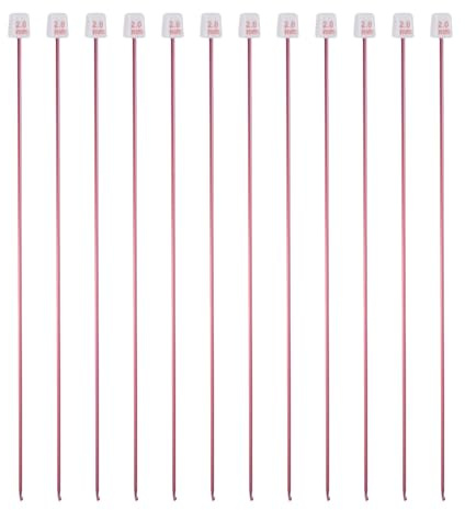 QUARKZMAN 12 stycken tunisiska virknålar 2 mm (B) aluminium sticknålar 27 cm långa virknålar för virkdödare och nybörjare, röd