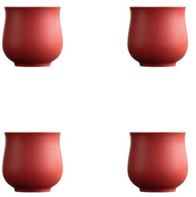 Dicmracy Set di tazze da caffè in ceramica da 127,6 g, tazza da cappuccino, tazze da caffè o tè, piccole tazze da caffè latte senza manici (rosso, 4)
