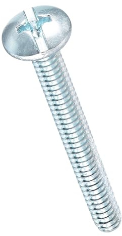 METALLIXITY Machine Screws Phillips Combo Head(#6-32x1-1/4) 100Pcs, Carbon Steel Round Head Cross Drive Furniture Bolts - for Woodworking & Furniture Assembly, Blue White