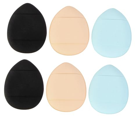 Healvian 6 Borlas de Maquillaje Tipo Cojín Mini de Poliuretano Hidrofílico Lavables para Uso Húmedo, para Polvo Sellador y Base en Polvo Color Aleatorio