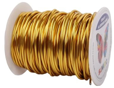 Sunkoo Alambre de aluminio dorado de calibre 12 de 2 mm, alambre flexible de 98.4 pies para hacer joyas, esculpir, floristería, armadura, envoltura y proyectos de modelado