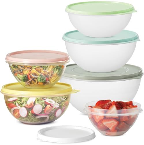 SIGNORA WARE Frischhaltedosen mit Deckel, 6-teiliges Rührschüssel-Set, auslaufsicher, leicht zu ziehen, luftdicht, BPA-freier Kunststoff, für Mahlzeitenzubereitung, Backen, unterwegs