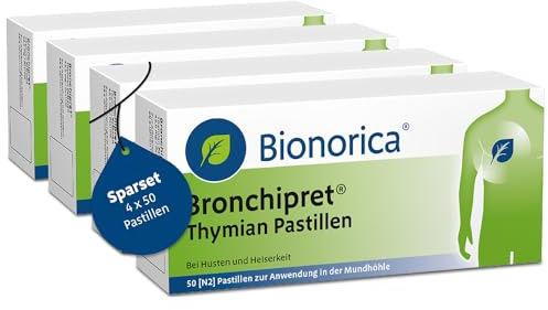 Bronchipret® Thymian Pastillen im Sparset 4 x 50 Stück – zum Lutschen für zwischendurch und unterwegs – 200 Stück