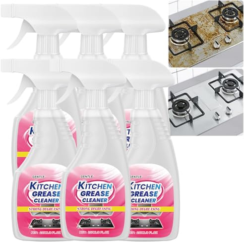 Hochleistungs-Fettlöser-Spray, Küchenfettlöser für Herd, Backofen, Grill und Arbeitsplatten, Allzweckreiniger löst hartnäckige Ölflecken, Mehrzweck-Ölflecken-Schaumreiniger (6PCS)