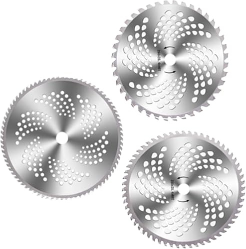 HMT HERRAMITIENDA Cuchillas Desbrozadora Carburo Tungsteno – Pack 3 Discos (40T / 60T / 80T) – Hojas de Sierra para Hierba, Arbustos y Madera – Repuesto Universal Cortacésped y Desbrozadora