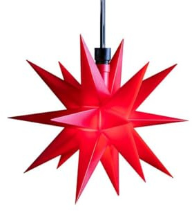 ZICOM LED Weihnachtsstern Mini-Stern 18-Zacken wetterfest, rot Ø 12cm,Timer 6h, mit Batteriefach für 3xAA, 4,5V, Innen und Außen für Weihnachten, Hochzeiten, Party, Dekoration, Geschenkidee