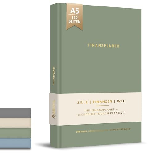 BIROYAL Finanzplaner A5 für 1 Jahr - Haushaltsbuch & Budget Planner mit 12 Monatsübersichten, Einnahmen-Ausgaben Tracker für 52 Wochen (14,5 x 21,5 cm) - Budgetplaner, Kontrolliere Dein Budget
