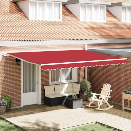 Toldo de repuesto para protección solar, para balcón, color rojo, 450 x 300 cm, toldo lateral extensible para ventanas, terraza, balcón, toldo