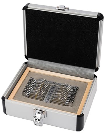 Coffret de 22 verres progressifs pour l'essai de lunettes et l'adaptation de lunettes ; équipement optique indispensable pour les opticiens.