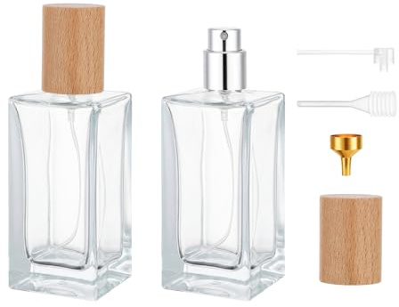 Segbeauty Atomizador Perfume, 2 Piezas 50ml Pulverizador Colonia Recargable, Frasco Perfume, Portátil y Reutilizable, para Fiesta, Regalos, Viaje (Transparente)