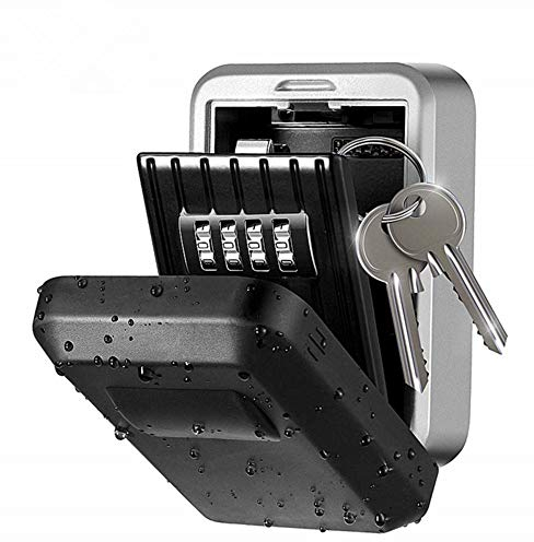 Loboo Idea Outdoor Rostfrei/Wasserdicht Wandmontierter Schlüsseltresor 4-stellige Kombination Passwort Schlüsselhalter Tresor Aufbewahrungsbox Aufbewahrungsbox Organizer Case
