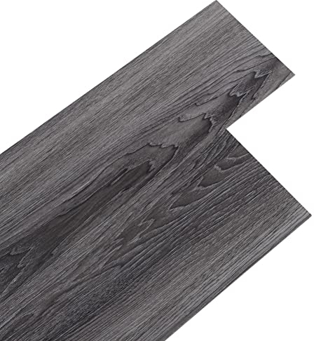 INMOZATA 36Pcs Self-Adhesive PVC Flooring Planks Floorboard Planks Waterproof Floor Wall Stickers for Kitchen Bathroom Home Floor Tile (Dark Grey)