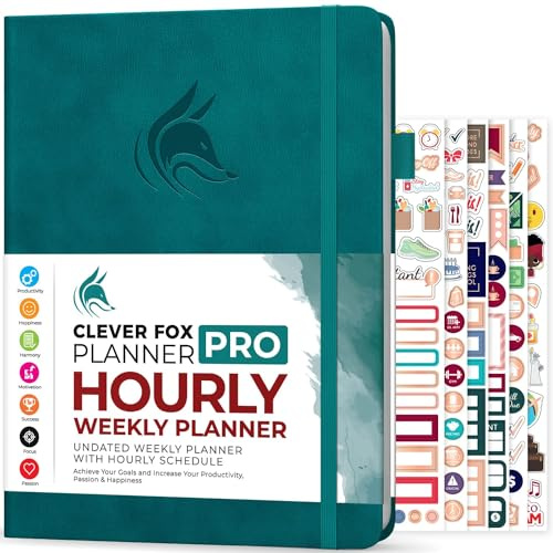 Clever Fox Planner PRO Schedule – Undated Weekly & Monthly Life Organizer with Time Slots & Daily Appointment Book, A4 (Dark Teal)