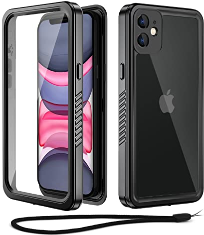 Beeasy für iPhone 11 Hülle Wasserdicht, Outdoor 360 Grad Schutzhülle mit Displayschutz, Wasserfest Handyhülle Stoßfeste Staubdicht Panzerhülle für iPhone 11 Case (6,1''), Schwarz