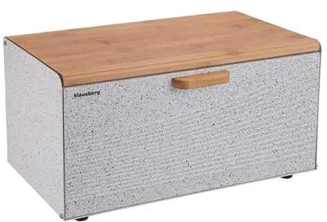 Klausberg Brotbox Brotkasten Brotkiste Holz Edelstahl Brotkorb KB-7466 weiß