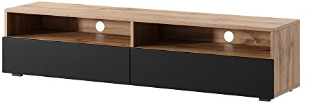 Selsey REDNAW - Mobile TV/Mobile soggiorno - design moderno - rovere wotan/nero lucido - 140 cm
