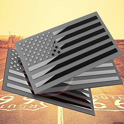 3D Metal American Flag Emblem Decal，Black American Flag Decal,for Car, Truck or SUV,5x3(Matte Black ，Three USA Regular Orientation)
