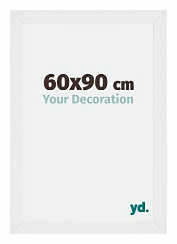 yd. Your Decoration - Bilderrahmen 60x90 cm - Weiß Hochglanz - Billderrahmen aus MDF mit Acrylglas - Antireflex - 60x90 Rahmen - Mura