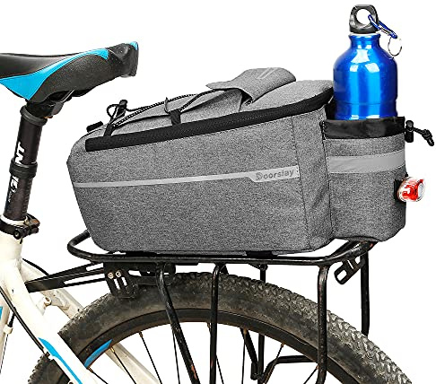 doorslay Fahrradhecktasche Warmhalten/Kühlen Reißfest Regendicht Reflektierend mit Flaschentasche Thermo-Kofferraumtasche Umhängetasche für Picknick Fahrradausflug
