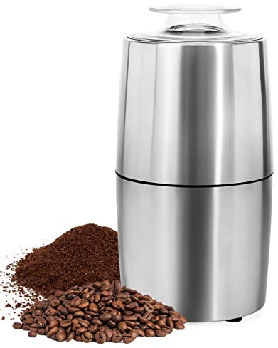 Balsilvary Coffee Grinder Electric - Stainless Steel Coffee Bean Grinder for Coffe Espresso Latte Mochas, One-Touch Grinder for Herb, Spice, Grain and More+1
