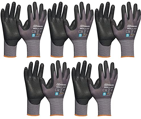 vasalat Handschuhe mit Noppen - Montagehandschuhe Gr 11 - Gebol Arbeitshandschuhe Multiflex robust und atmungsaktiv - 5 Paar