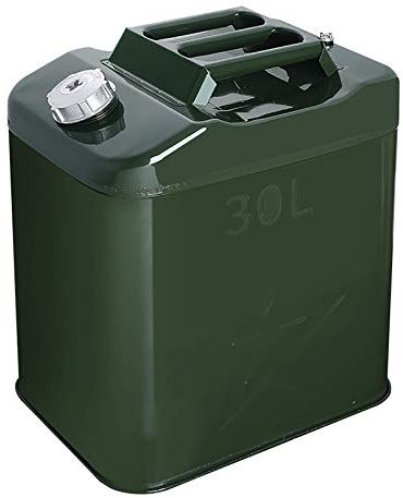LOUFOU 30L Metall Benzinkanister Kraftstoffkanister Dieselkanister Ersatzkanister mit Auslauf für Heizöl Benzin Diesel, Olivgrün Vintage dekorative Sicherheitsdose 0,9 mm Metallkörperdicke