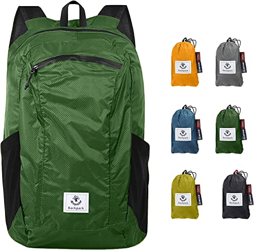 4Monster Faltbarer Rucksack Ultra Leicht, Unisex Tagesrucksack Outdoor, Wasserdichter Wanderrucksack für Camping Wandern Reisen Sport Klettern Radfahren (Armeegrün, 32L)