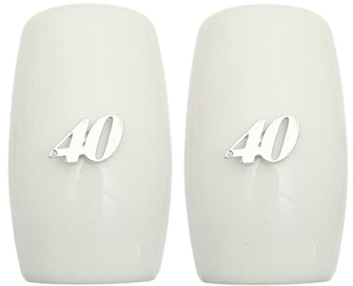 40th Birthday China Salt and Pepper Shakers Cruet Set Modern White CSP 463