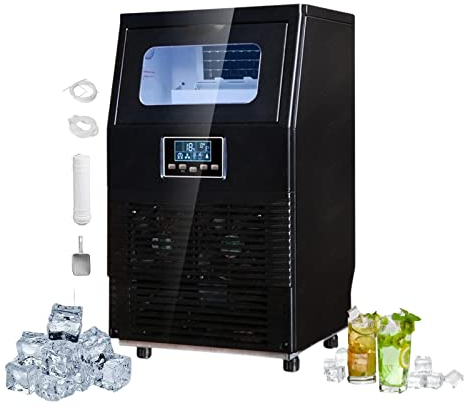 PanHuiWen Machine à glaçons Industrielle Machine a Glacons Pas Cher Réservoir de Glace de 4 kg Machine a Glace Professionnelle 40 kg/24 h Boissons MéLangéEs De FêTe