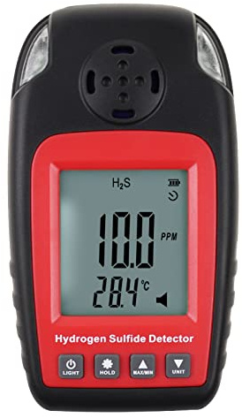 Hydrogen Sulfide Detector H₂S Monitor 0~100ppm Electrochemical H₂S Sensor LED Alarm with LCD Screen Backlight Portable Tester