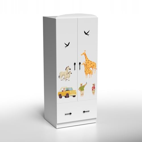 PLASTIKO - Kinder-Kleiderschrank mit Safari-Motiv – Abenteuerliche und praktische Stauraumlösung für Junge Entdecker 60X75X190 cm
