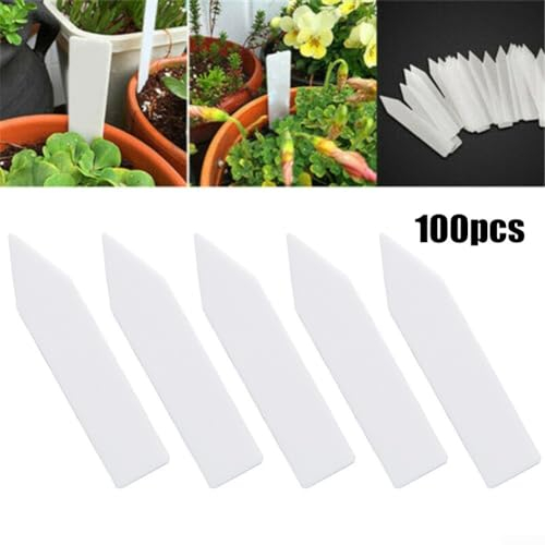 100 Stück Kunststoff-Pflanzenetiketten, Beschriftungsmarker, Zubehör, 5 x 1 cm, für Kinderzimmer, Garten, wasserdicht, wiederverwendbar, Pflanzenanhänger für Blumen, Gemüse, Kräuter, Schilder.